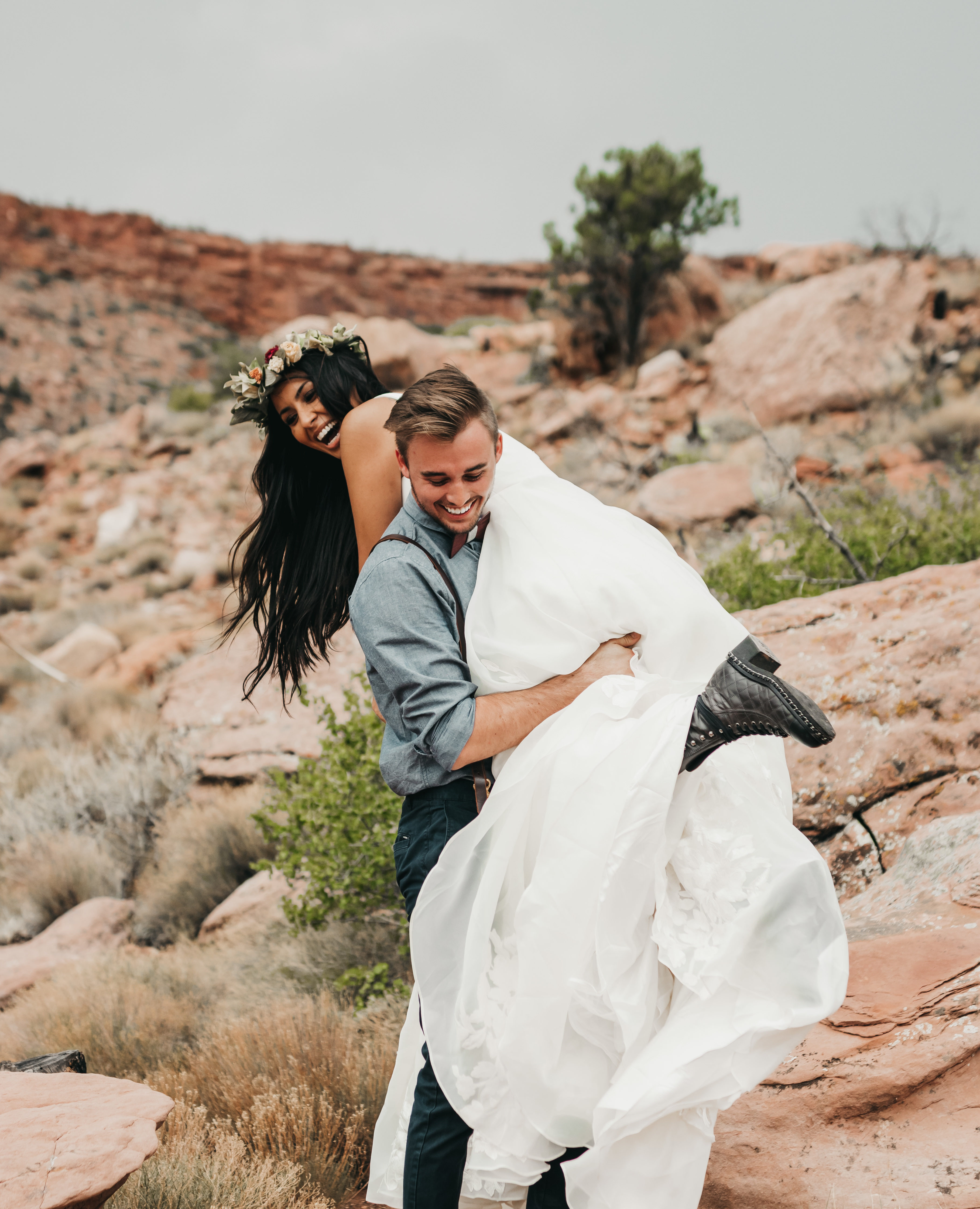 Candid Bridal Portraits after the Edgy Elopement in Sedona