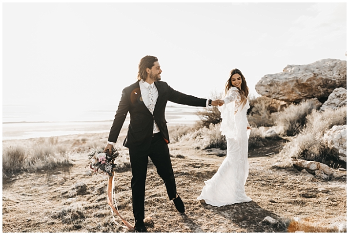 Bride & Groom Elopeing at Antelope Island