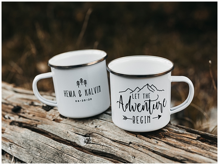 Hot chocolate customized mugs for utah engagement session