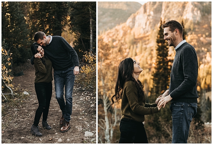 Candid Engagement Session in Utah forest