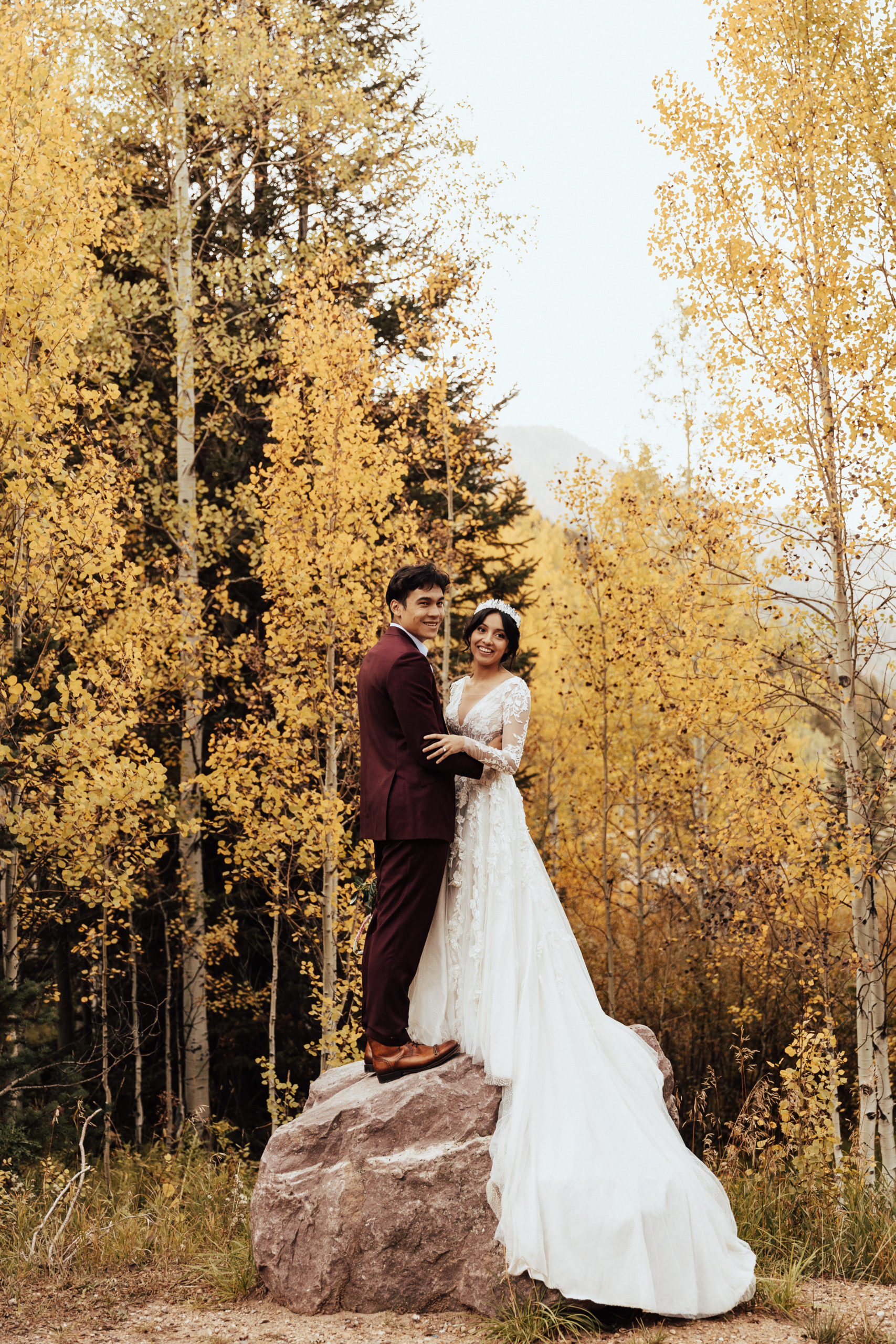 Park City wedding couple in the Utah mountains ski resort