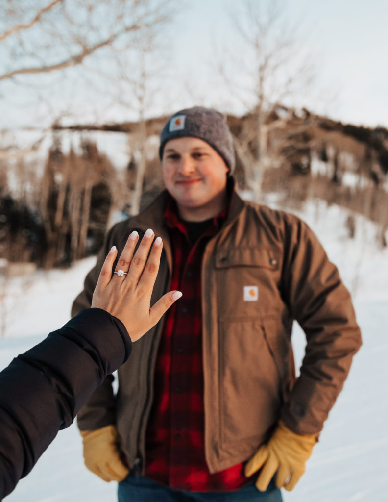 Stein Eriksen Proposal couple gets in engaged in park city